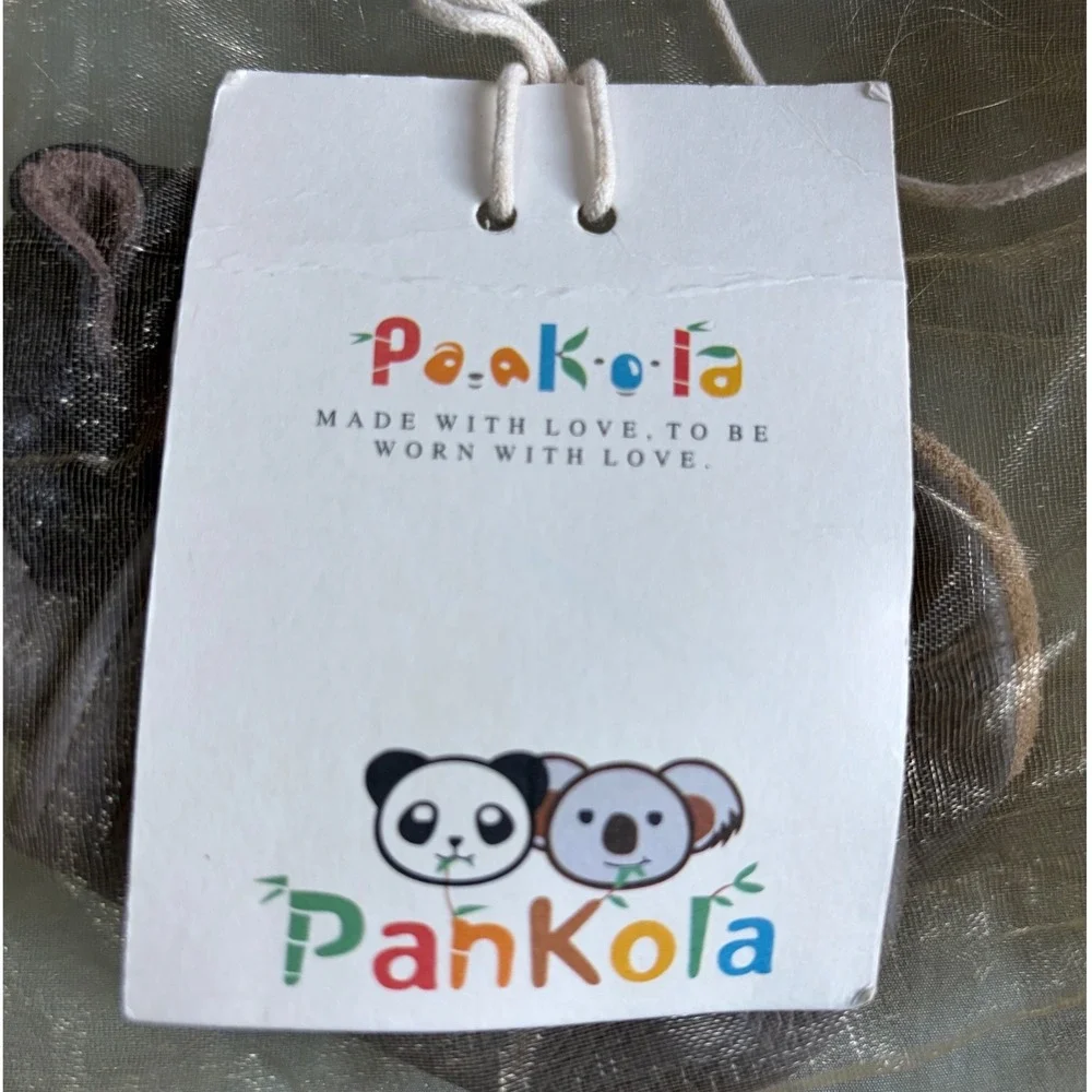 PanKola Baby Soft Sole Leather Booties Grey Panda Infant Shoes 6-12M